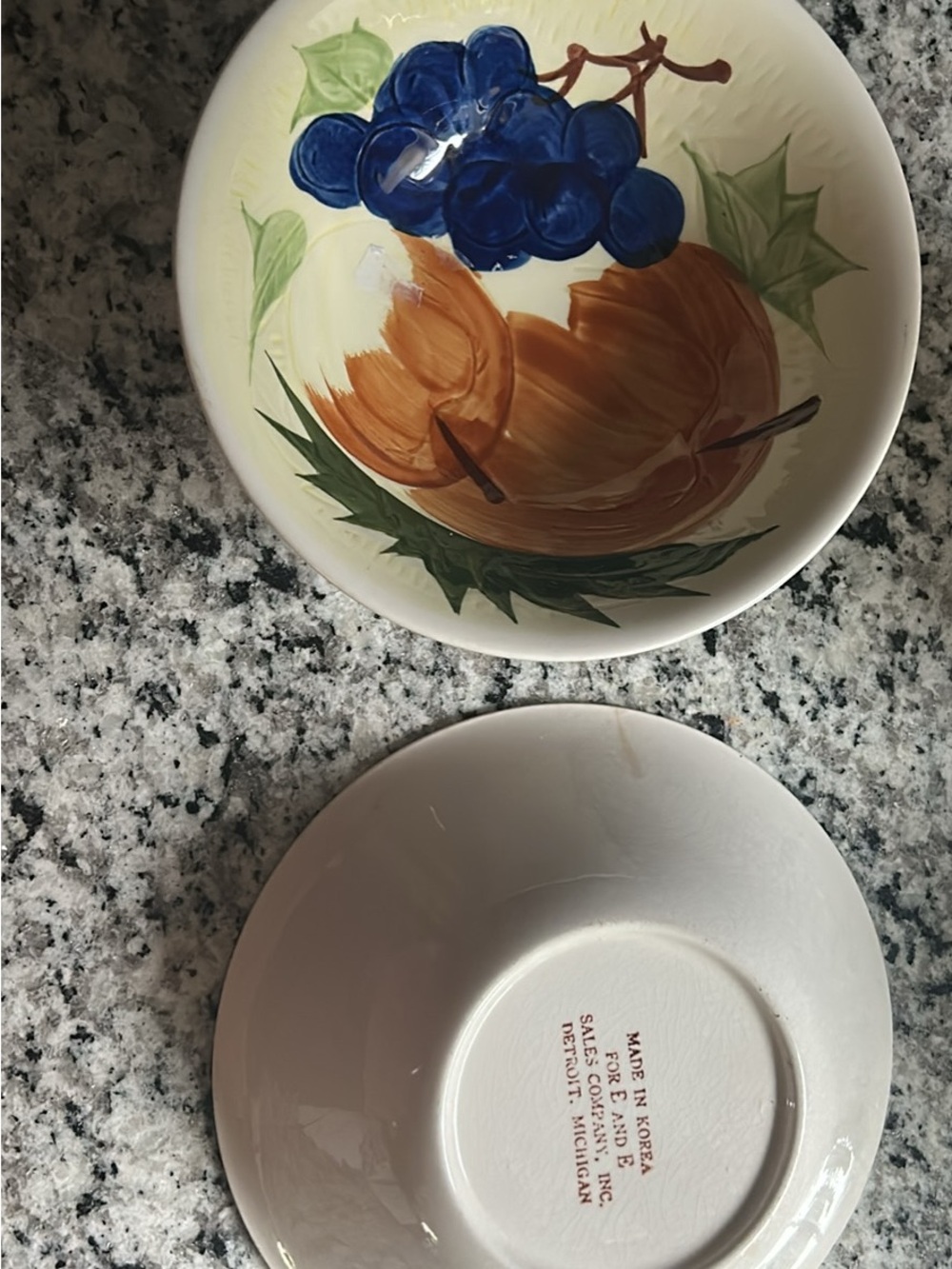 Vintage  Fruit Motif Ceramic Bowls -
